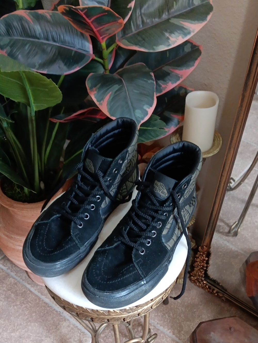 Vans x Ben Kadow Sk8-Hi Black Suede Olive Spiderweb 6.5